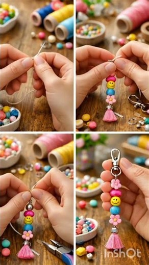 DIY Beaded Keychain Tutorial 🔑 | Simple Craft Ideas|#shorts