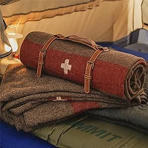 JQZ 100% Wool Blanket 4.5 LBS Swiss Army Military Reproduce Warm Thick Washable 59" x 80" Great for Camping Outdoors Sporting Events Survival & Emergency Kits