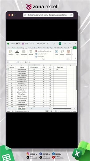Cara Menghitung Nilai Rata-rata di Excel #kelasonline #excel #exceltips