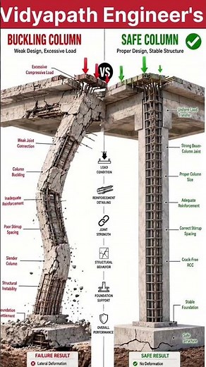 COLUMN BUCKLING FAILURE Wrong RCC Column Design vs Safe RCC Column Design #vidyapathengineers