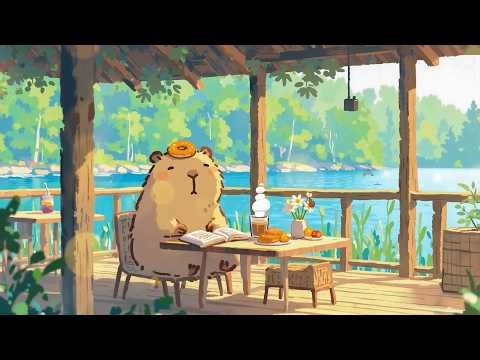 Cozy Cafe by the Lakeside 🍩🦦 Capybara Lofi Beats for Study, Reading & Calm Vibes
