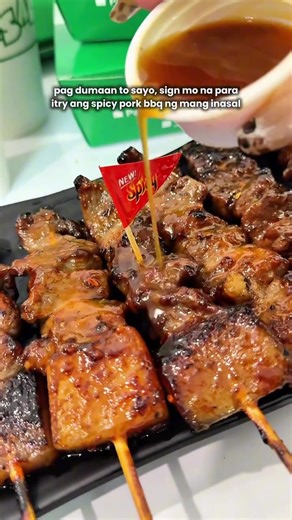 Spicy cravings activated! 🌶️🤤 Taste the perfect anghang-sarap goodness with our limited-time-only #MangInasalSpicyPorkBBQ!! It’s a spicy and juicy treat you definitely deserve! #ILoveMangInasal 💚💛