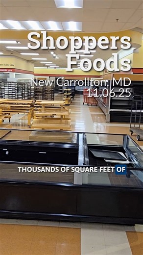 Three grocery liquidations in three days. After Schnucks in Wisconsin and Fishers Foods in Ohio, Shoppers Foods in New Carrollton closes November 6th. Over 1,200 linear feet of retail shelving. Multiple walk-in cooler and freezer systems. Complete Hussmann refrigeration with compressor racks. Two Baxter rotating rack ovens with full bakery support. 117 Zero Zone freezer doors. Full meat processing setup. Hobart prep equipment, stainless workstations, and exhaust hoods with Ansul fire suppression