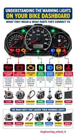 🏍️ Bike Dashboard Warning Lights Explained! 🚨 | Know What Every Warning Light Means ⚙️😱