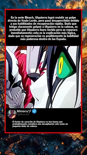 En la serie Bleach, Ulquiorra logró resistir un golpe directo de Vasto Lorde, pe...