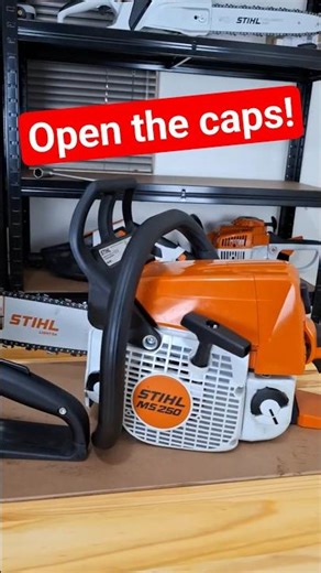 How to open Stihl fuel and bar oil caps. #michaelstoolbench #stihl #stihlchainsaw