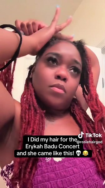 My girl outdid tf out me 🤏🤭 & the concert was amazing! I was fully immersed 🥰 @Erykah Badu owes me not a damn thing! Side note: ima try these braids again with a retwist #girlswithlocs #erykahbadu #concerttok #hairtransformation #blackhair #blacktiktok #locs #braids #redhair