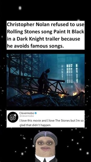 Christopher Nolan refused to use the Rolling Stones song Paint It Black in a Dark Knight Trailer #dc