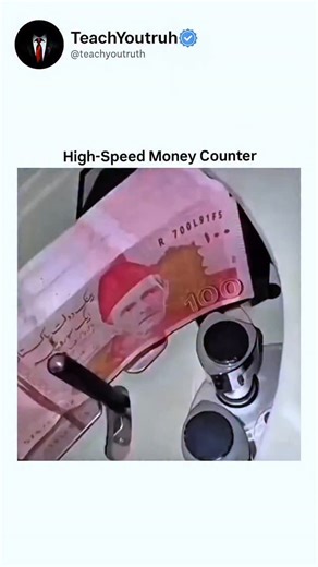 teachyoutruth | A close-up video highlights a high-speed money counting machine flipping through a thick stack of currency using friction-based rubber... | Instagram