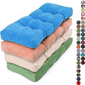Custom Bench Cushion - Custom Fabric, High-Density Foam, Non-Slip Bottom Ties, Indoor Outdoor Tufted Long Seat Cushion for Window Garden Furniture (Custom Color, Custom Size)