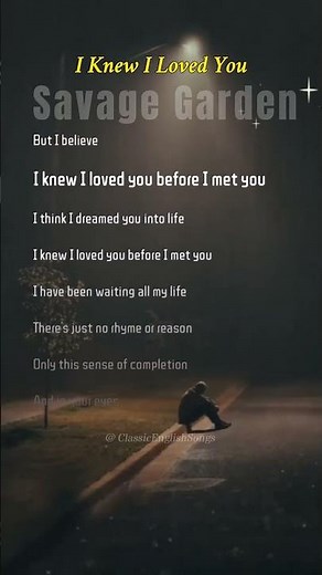 I Knew I Loved You - Savage Garden | Romantic Lyrics! #lyrics #englishsongs #popmusic
