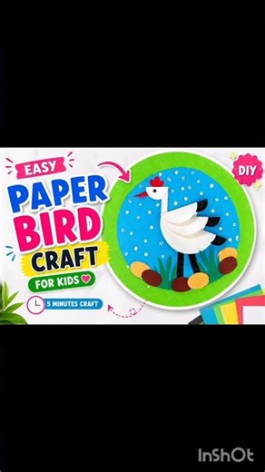 Easy Paper Bird Craft 🐦 | 5 Minutes DIY for Kids Easy Craft for Beginners #diy