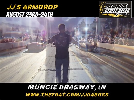 Muncie Dragway we comin’ your way for JJ's ArmDrop Muncie Dragway #Memphisstreetracer #oleheavy #JJDABOSS #jjsarmdrop Tickets⬇️ https://thefoat.com/546842 | Memphis Street Racer JJdaBoss