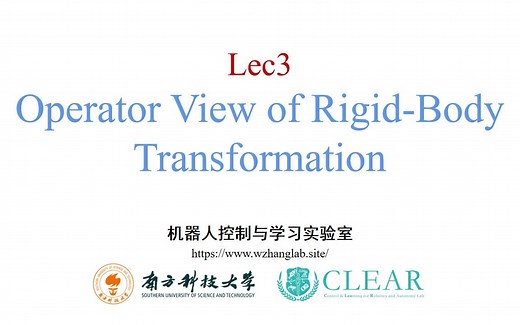 Lec3：Operator View of Rigid-Body Transformation