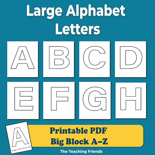 Printable Uppercase Alphabet Letters – Large A-Z Block Letters Big Alphabet Letters for Classroom Bulletin Board, Teaching Resources & Decor - Etsy