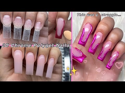 3D CHROME POLYGEL NAILS✨ 3D CHROME NAIL ART & ABSTRACT NAIL DESIGN | Nail Tutorial