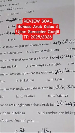 Review Soal Bahasa Arab Kelas 3 Ujian Semester Ganjil TP. 2025/2026