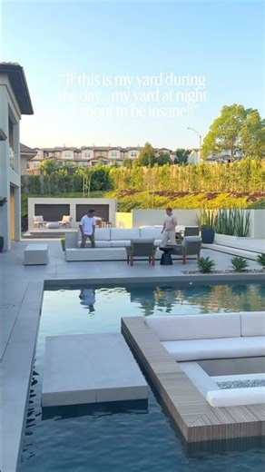 Day vs night in a luxury backyard! 🤯#pool #backyarddesign #outdoorlighting