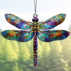 Dragonfly Stained Glass Style Suncatcher – Colorful Hanging Window Ornament, Symbol of Transformation & Hope - Etsy