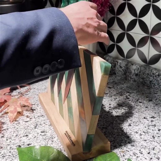 Handmade Epoxy Wood Magnetic Knife Holder | Modern Kitchen Stand - Etsy