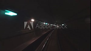 Copenhagen, Denmark The driverless Metro train rolls through the tunnels of the Copenhagen Metro system.