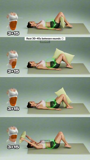 DEMIC STORY on Instagram: "💪 3x15 Deep Core Moves with a Pillow – Perfect for Beginners"