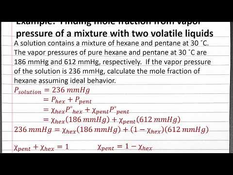 CHEM 201 - Finding mole fraction from vapor pressure of a mixture with two volatile liquids