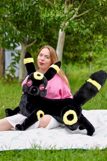 Handmade Plush Umbreon Art Doll, Poseable Fantasy Companion - Etsy Australia