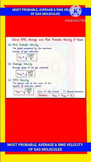MOST PROBABLE, AVERAGE, RMS SPEED OF GAS MOLECULES || KINETIC THEORY OF GASES || WITH EXAM NOTES ||