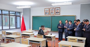 In a first, Kim Jong Un’s portrait is displayed next to his predecessors