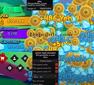 Roblox Anime Clash Simulator Para, Kristal Script Hilesi İndir