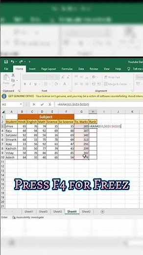 How to Use Rank Formula in Excel