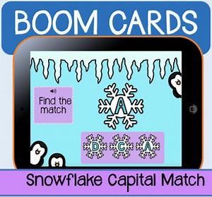 Snowflake Capital Letter Match Boom Cards™ Digital Task Cards