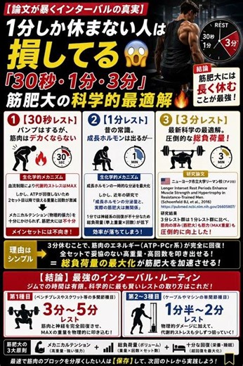 【論文で決着】1分しか休まない人は損してる？筋肥大に最適なレスト時間を科学的に解説