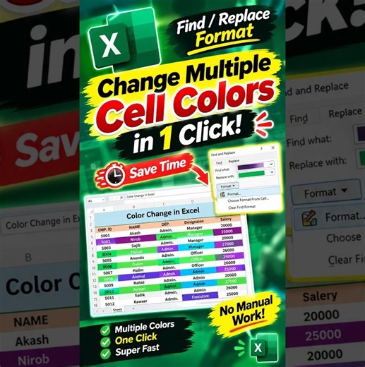 Change Multiple Cell Colors in 1 Click! 😱 | Excel Find & Replace Format