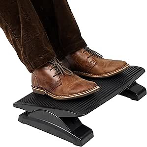 Mind Reader Foot Rest, Foot Stool, Under Desk at Work, Ergonomic, Height Adjustable, Office, 17.5"L x 13.5"W x 3.5"H, Black