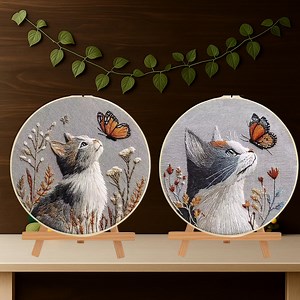 DIY Cat Punch Needle Embroidery Kit –beginner Craft Set With Hoop, Yarn & Instructions |choose Your Cute Cat Design Handmade Wall Art - Gift - Etsy