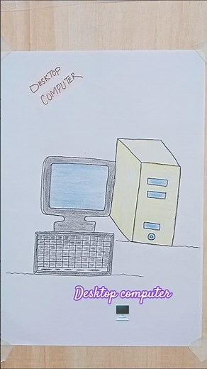 how to draw desktop computer 🖥️. ⌨️📝 #art #sketching#drawing