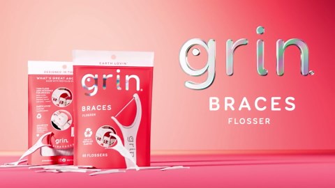 GRIN Braces Flosser, Floss Picks Designed for Braces, 60 Count, Dental Flossers, Recycled Plastic, Ortho Approved, Premium Thin Floss, Includes Handy Wax Scraper and Pick