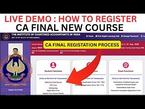 live Demo :- How to Register CA Final Course | CA final Registration Process | Step by Step guide