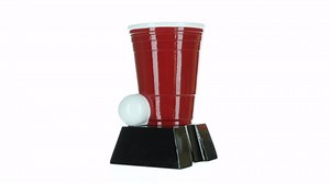Decade Awards Beer Pong Trophy, Red - 6.5 Inch Tall | College Tailgate Beer Olympics Award - Engraved Plate Upon Request