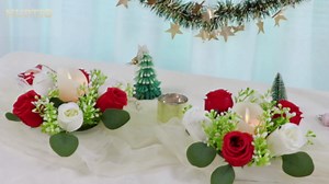 NUPTIO Artificial Flowers Candle Rings - 6 Pcs 14 inch Diam Large Champagne & White Fake Roses Wreath Wedding Centerpieces for Tables Spring Summer Wreath for Front Door Weddings Party Ceremony Decor