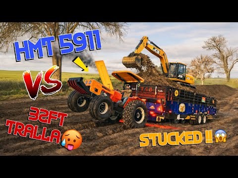 Hmt 5911 VS 32ft Tralla 🥵 // Stucked In Mud Jhotta 💥