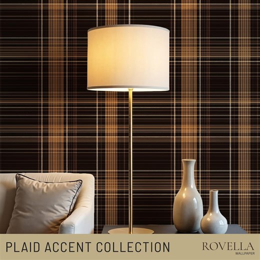 Dark Brown Plaid Wallpaper: Moody Grid Accent Wall, Dark Academia & English Country Style Decor - RV051 - Etsy