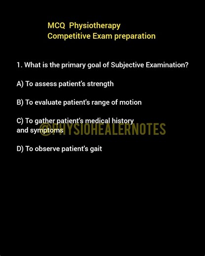 Physiotherapy Competitive Exam Practice Questions #physiotherapist