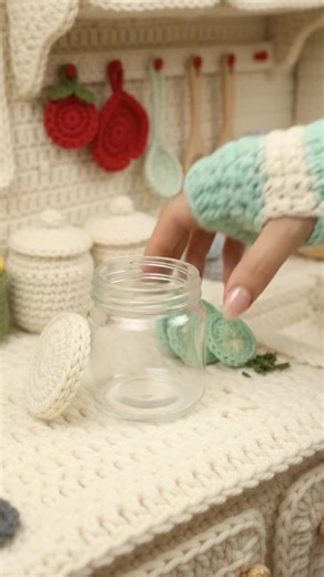 Making a Tiny Jar of Crochet Pickles 🥒✨ #oddlysatisfying #crochet #asmr #asmrvideos #cozyvibes