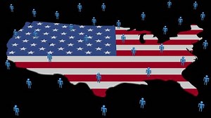 USA map flag with many abstract people animation