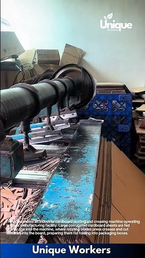 Cardboard Box Manufacturing: Semi-Automatic Slotting and Creasing Machine in Action
