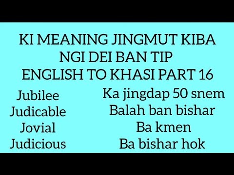 English to Khasi Part 16 English Language