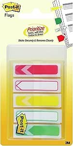 Post-it Prioritization Flags, Sticks Securely and Remove Cleanly Without Damaging Documents, 0.47 in x 1.7 in, (684-ARR-RYG)